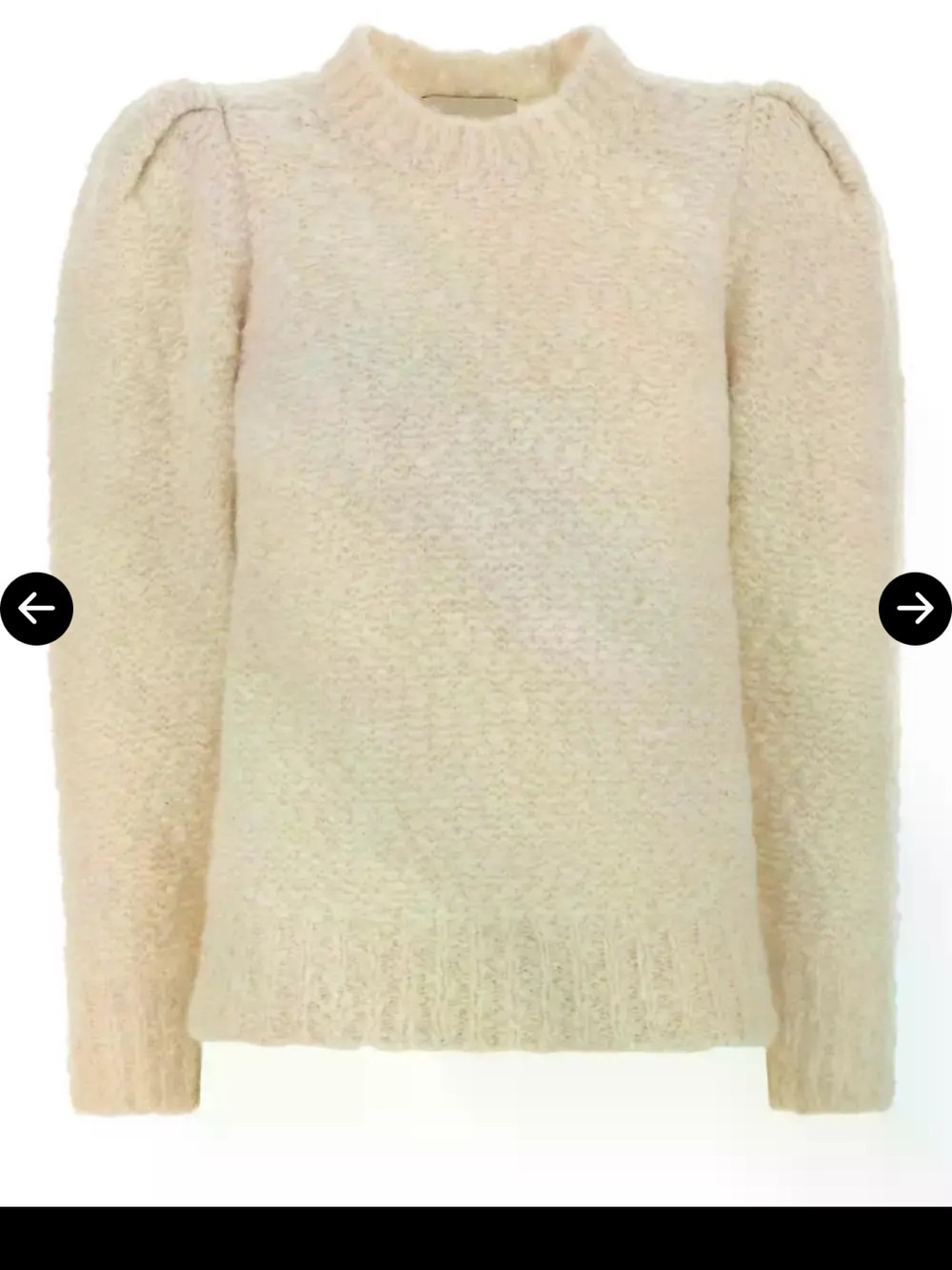 Isabel Marant Cream Bouclé Puff-Shoulder Turtleneck Sweater